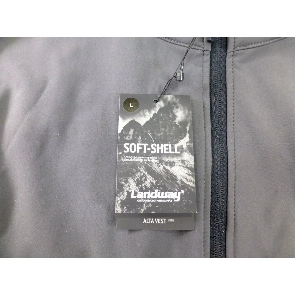 NWT Landway UNC Asheville Soft-Shell Full Zip Vest Gray Double Pockets Size Larg